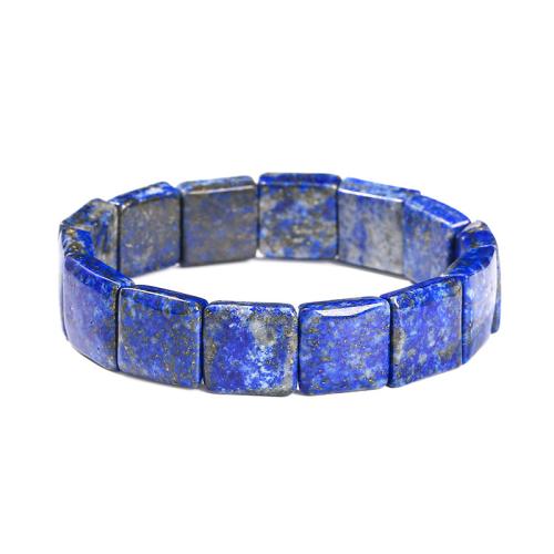 Lapis Lazuli Bracelet, Square, handmade, fashion jewelry & Unisex, beads length 14-15mm Approx 6-8 Inch [