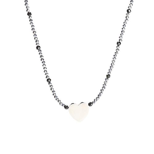 Terahertz Stone Necklace, with 304 Stainless Steel, with 2.4inch extender chain, Heart, handmade, fashion jewelry & for woman Approx 15 Inch 