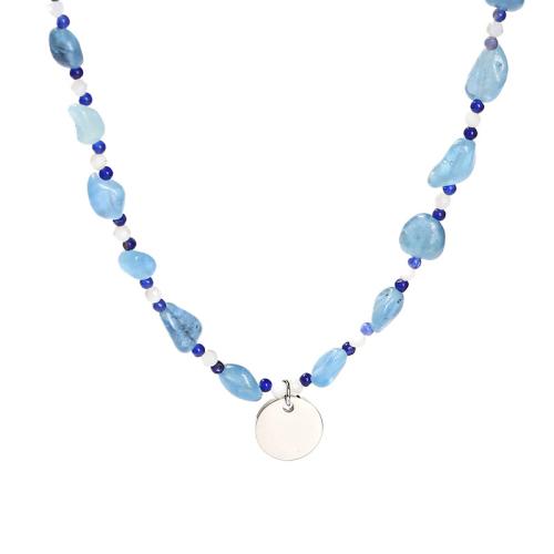 Aquamarine Necklace, with 304 Stainless Steel, with 2inch extender chain, handmade, fashion jewelry & for woman Approx 15.7 Inch 