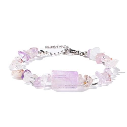 Super Seven Crystal Bracelet, with Amethyst & 304 Stainless Steel, handmade, fashion jewelry & for woman, beads length 5-8mm Approx 6-7 Inch 