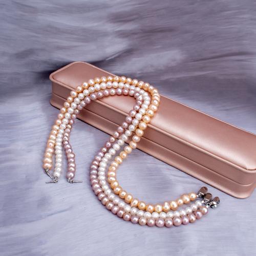 Natural Freshwater Pearl Necklace, with Stainless Steel, fashion jewelry & for woman Approx 43 cm 