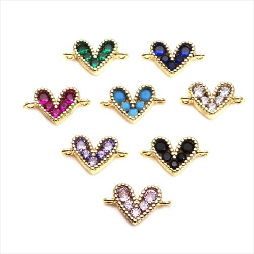 Cubic Zirconia Micro Pave Brass Connector, Heart, DIY & micro pave cubic zirconia 