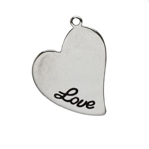 pendentifs de cœur en inox , Acier inoxydable 304, coeur, DIY, couleur originale Vendu par PC