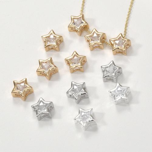 Perles zircon Micro Pave cubes, laiton, étoile, Placage, DIY & pavé de micro zircon, plus de couleurs à choisir Vendu par PC