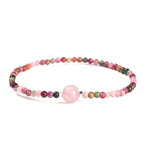 tourmaline bracelet, avec Agate salée, Rond, fait à la main, bijoux de mode & pour femme, beads length 3mm, 8mm Environ 6-7 pouce, Vendu par PC