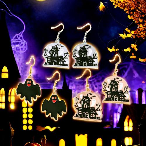 alliage de zinc Boucle d'oreille goutte, Placage, Forme différente pour le choix & Bijoux d'Halloween & pour femme & émail, plus de couleurs à choisir, Vendu par paire