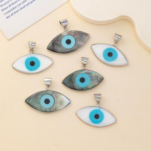 Moda Mal Ojo Pendiente, Nácar, con aleación de zinc, ojo de malvado, chapado en color de plata, Bricolaje, más colores para la opción, 43x22mm, Vendido por UD