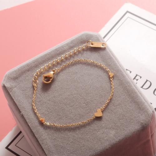 Titanio Acero Pulseras y brazaletes, Partículas de acero, con 5cm extender cadena, chapado en color dorado, Joyería, dorado, longitud:16 cm, Vendido por UD