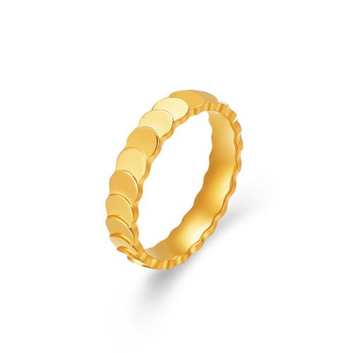 Anillo de dedo de acero Titanium de, Partículas de acero, chapado en color dorado, Joyería & diverso tamaño para la opción, dorado, Vendido por UD