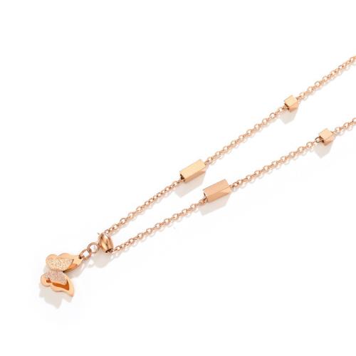 Titan Schmuck Halskette, Titanstahl, mit Verlängerungskettchen von 5cm, plattiert, Modeschmuck, Roségold, Länge:40 cm, verkauft von PC