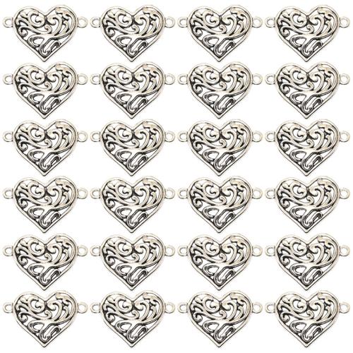 Colgantes de Aleación de Zinc en Forma de Corazón, chapado en color de plata antigua, Bricolaje & 1/1 aro, 27x19mm, 100PCs/Bolsa, Vendido por Bolsa