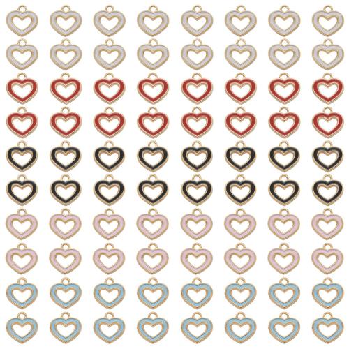 Colgantes de esmalte de la aleación del cinc, aleación de zinc, Corazón, chapado en color dorado, Bricolaje, más colores para la opción, 15x14mm, 100PCs/Bolsa, Vendido por Bolsa