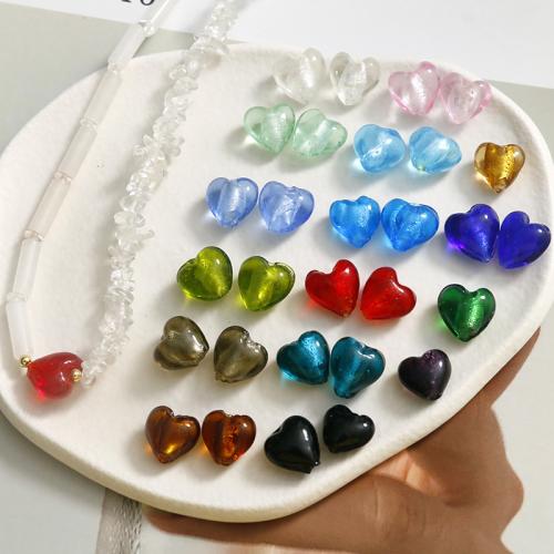 Abalorios de Cristal Murano hecho a mano, Cristal de murano, Corazón, Bricolaje, más colores para la opción, 13x13mm, aproximado 100PCs/Bolsa, Vendido por Bolsa