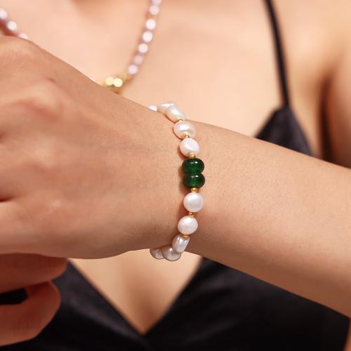 pulsera de perlas y semipresiosas piedras, acero inoxidable 304, con Piedra natural & turquesa & Perlas cultivadas de agua dulce, Recubrimiento iónico al vacío, diferentes materiales para la opción & para mujer, más colores para la opción, Vendido por UD