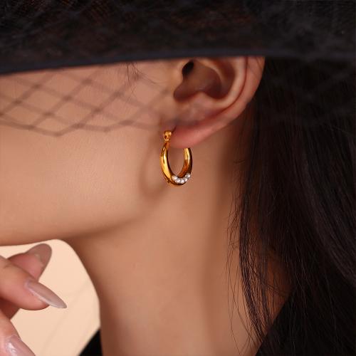 Stainless Steel Leverback Earring, 304 Stainless Steel, with Plastic Pearl, Vacuum Ion Plating, for woman 