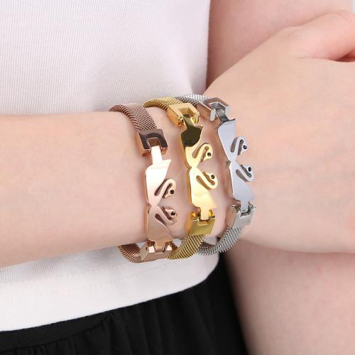 Pulseras de acero inoxidable, acero inoxidable 304, Cisne, Recubrimiento iónico al vacío, para mujer & con diamantes de imitación, más colores para la opción, Vendido por UD