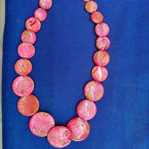 Collier de coquillages, coquille, Plat rond, bijoux de mode & pour femme, rose mm Environ 40 cm, Vendu par PC