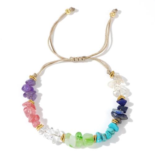 Pulsera de Piedras Preciosas, con Cordón de nudo, hecho a mano, Ajustable & Joyería & para mujer, multicolor, longitud:aproximado 28 cm, Vendido por UD