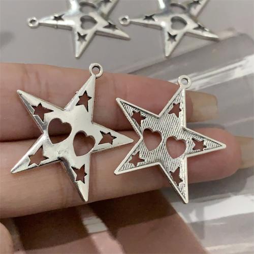 Zinc Alloy Star Pendant, antique silver color plated, DIY 