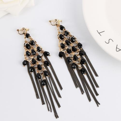 Crystal Drop Earring, Brass, with Crystal, fashion jewelry & for woman 