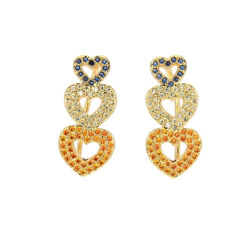 Boucles d'oreilles en laiton zircon cubique pavent, Placage de couleur d'or, Forme différente pour le choix & bijoux de mode & pavé de micro zircon & pour femme, plus de couleurs à choisir, Vendu par paire[