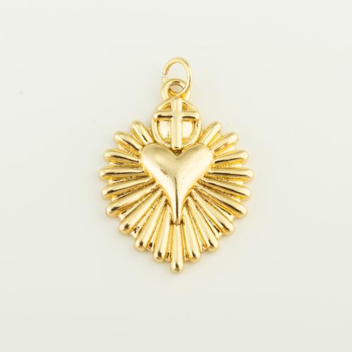 Pendentifs de coeur en laiton, Placage de couleur d'or, DIY Vendu par PC[