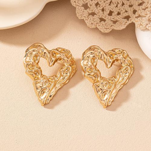 Zinc Alloy Stud Earring, Heart, plated, for woman, gold 