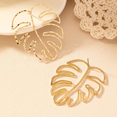 Zinc Alloy Stud Earring, Leaf, plated, for woman, gold 