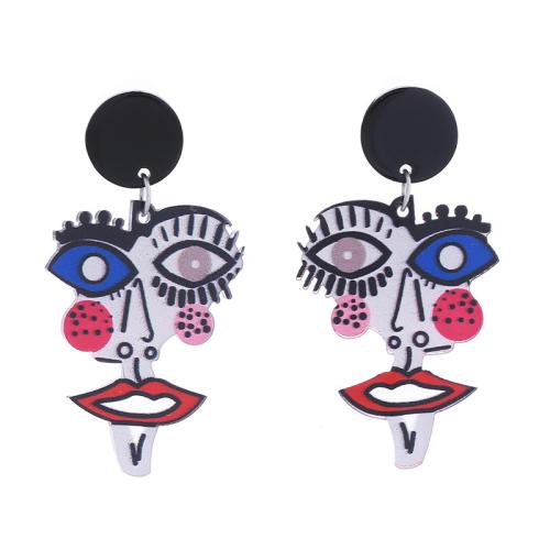 Acrylic Drop Earring, Zinc Alloy, with Acrylic, printing, for woman 