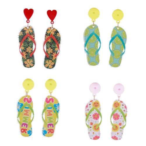 Acrylic Drop Earring, Zinc Alloy, with Acrylic, printing & for woman 