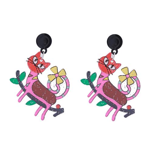 Acrylic Drop Earring, Zinc Alloy, with Acrylic, printing & for woman 