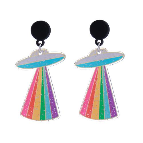 Acrylic Drop Earring, Zinc Alloy, with Acrylic, printing & for woman 