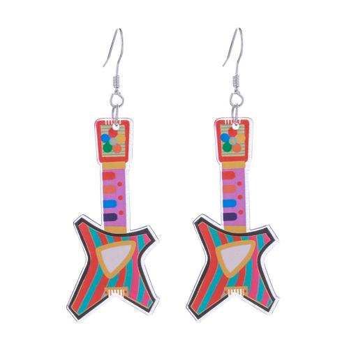 Acrylic Drop Earring, Zinc Alloy, with Acrylic, printing & for woman 