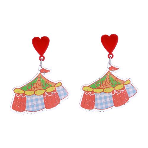 Acrylic Drop Earring, Zinc Alloy, with Acrylic, printing & for woman 