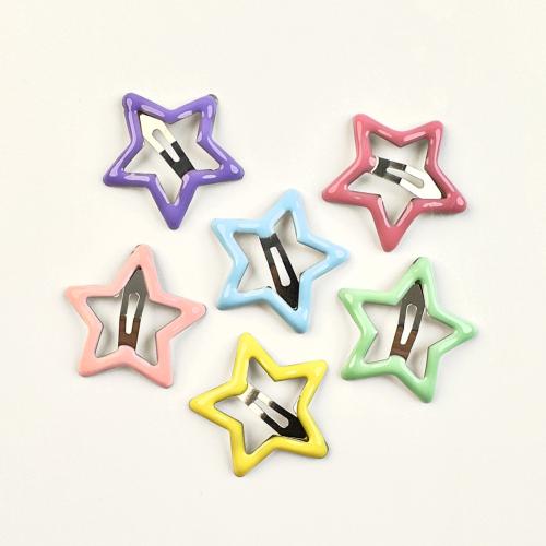 Hair Snap Clips, Zinc Alloy, Star, for woman & enamel, Random Color Approx 