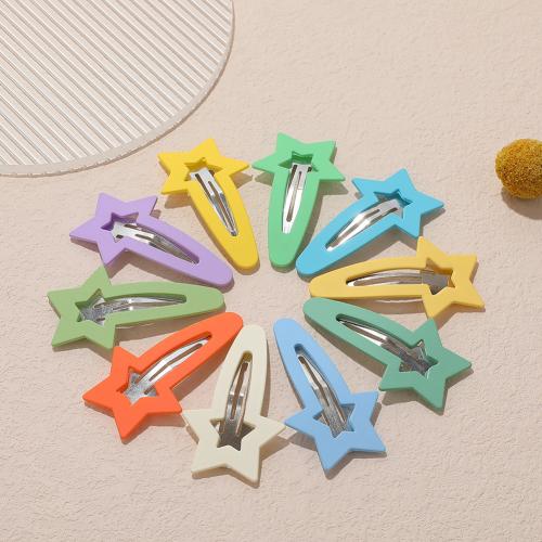 Hair Snap Clips, Zinc Alloy, Star, stoving varnish, for woman, Random Color, 60mm, Approx 