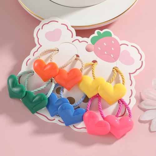 Ponytail Holder, Resin, with Rubber Band, Heart, for children, mixed colors 