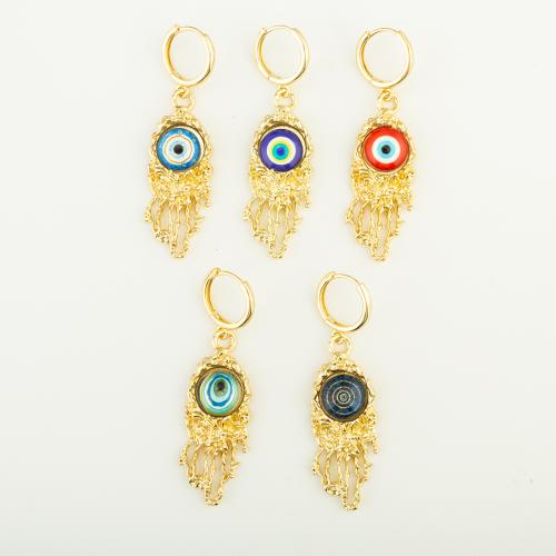 Boucles d'oreilles de mauvais œil, laiton, Placage de couleur d'or, motif de mauvais œil & modèles différents pour le choix & pour femme & émail, plus de couleurs à choisir Vendu par paire[