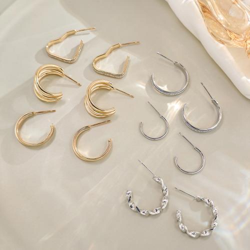 Zinc alliage strass Stud Earring, fer, Placage, 6 pièces & styles différents pour le choix & pour femme & avec strass, plus de couleurs à choisir, Vendu par fixé[