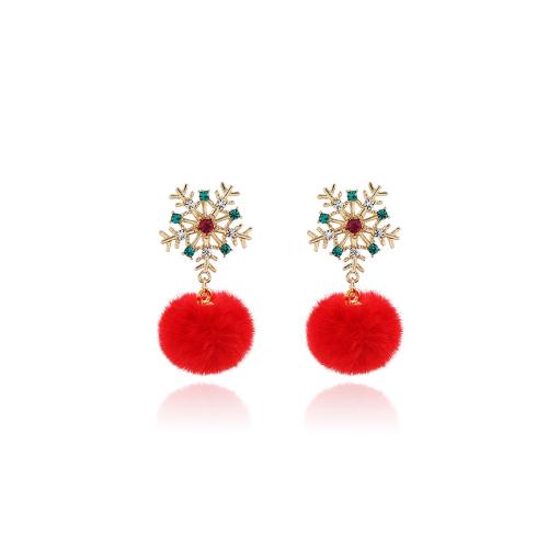 Boucles d'oreilles Pom Pom Duveteux, alliage de zinc, avec Peluche, Placage, pour femme & avec strass, plus de couleurs à choisir, Vendu par paire[