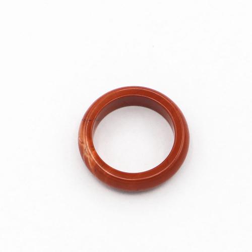 Gemstone Finger Ring, Red Jasper, Donut, Unisex red, 6mm 