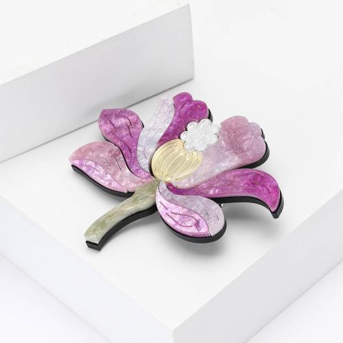 Broche acrylique, Lotus, Placage, pour femme, violet, Vendu par PC[