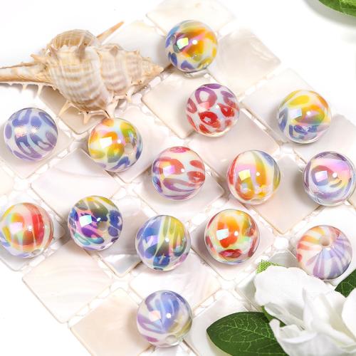 Plating Acrylic Beads, Round, DIY, mixed colors, 16mm 