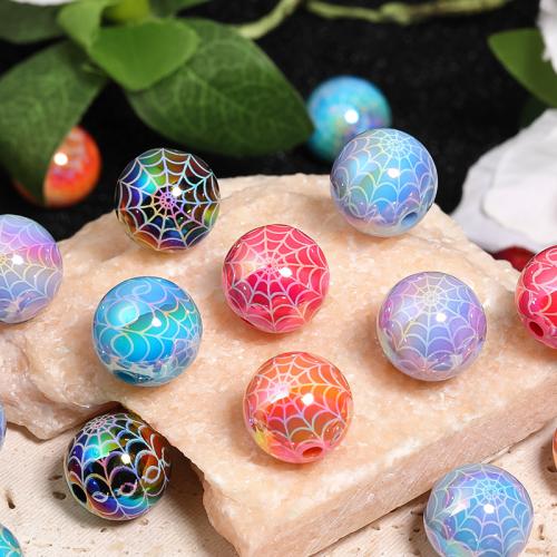 Plating Acrylic Beads, Round, DIY, mixed colors, 16mm 