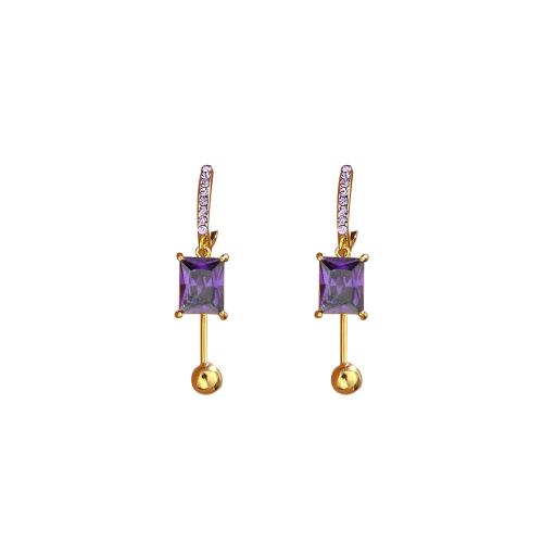 Crystal Drop Earring, Brass, with Crystal, fashion jewelry & for woman & with rhinestone, golden 