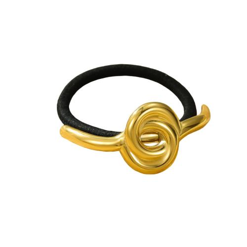 Ponytail Holder, 304 Stainless Steel, with Rubber Band, fashion jewelry & for woman, golden 