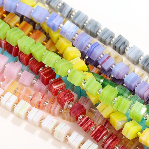 Handgefertigte Lampwork Perlen, Quadrat, DIY, keine, 6mm, ca. 52PCs/Strang, verkauft von Strang