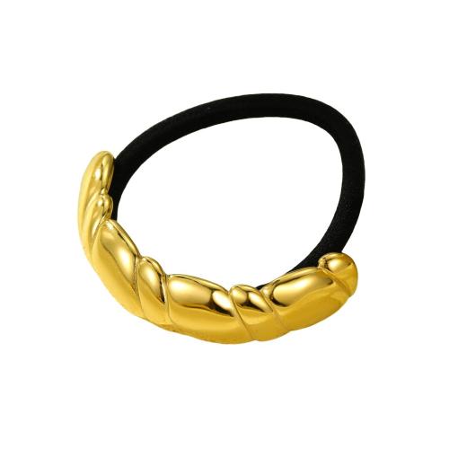 Ponytail Holder, 304 Stainless Steel, with Rubber Band, for woman, golden 