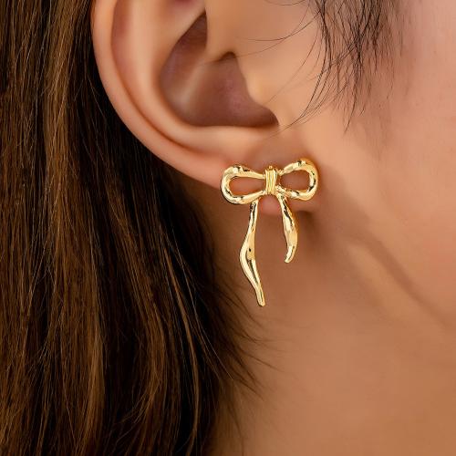 Zinc Alloy Stud Earring, Bowknot, plated, for woman 