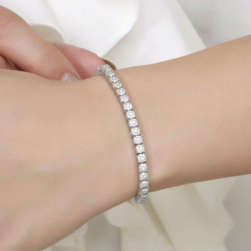 925 Sterling Silver Bracelet, with Moissanite, Unisex 